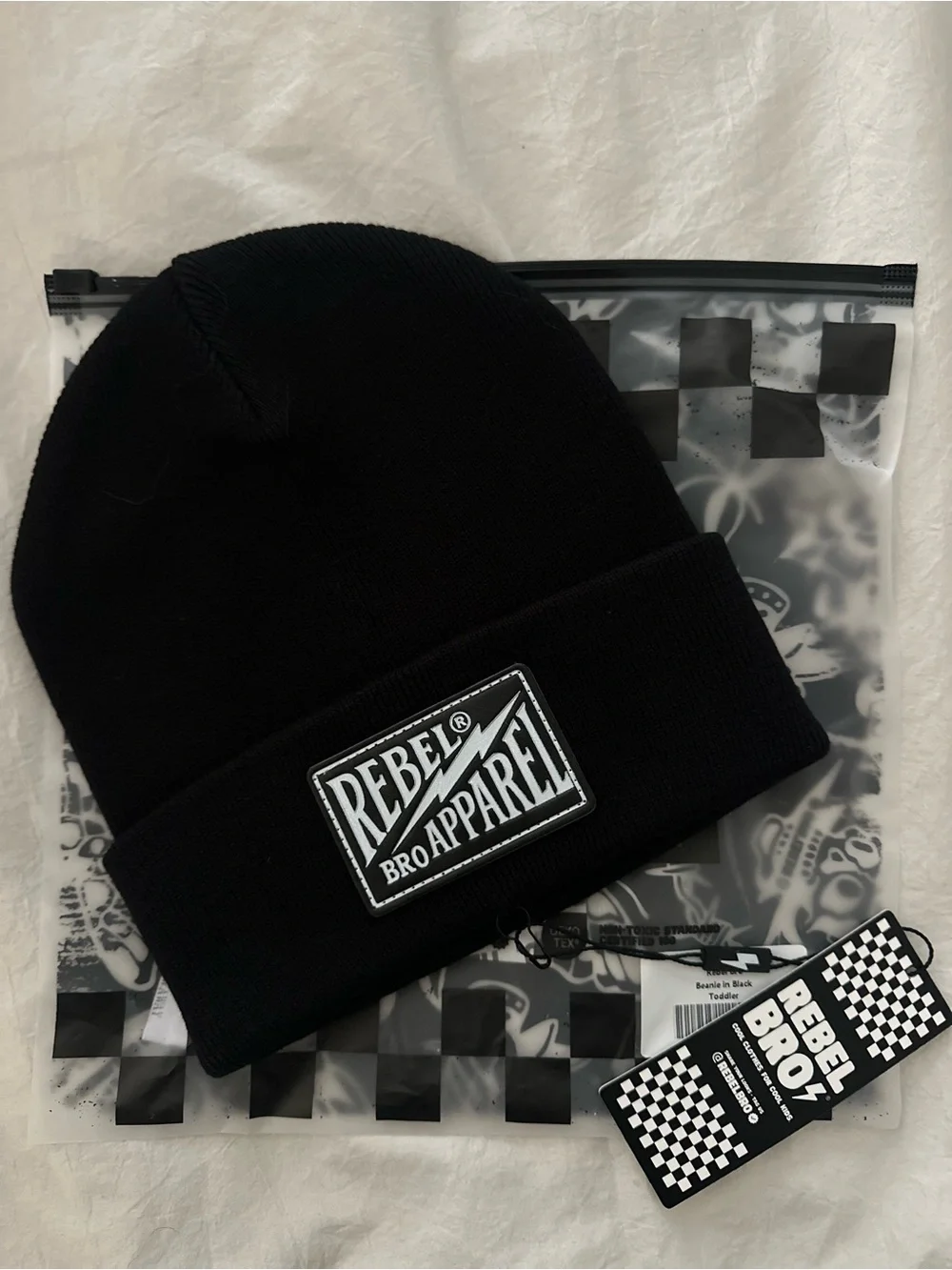 Rebel Bro black toddler beanie